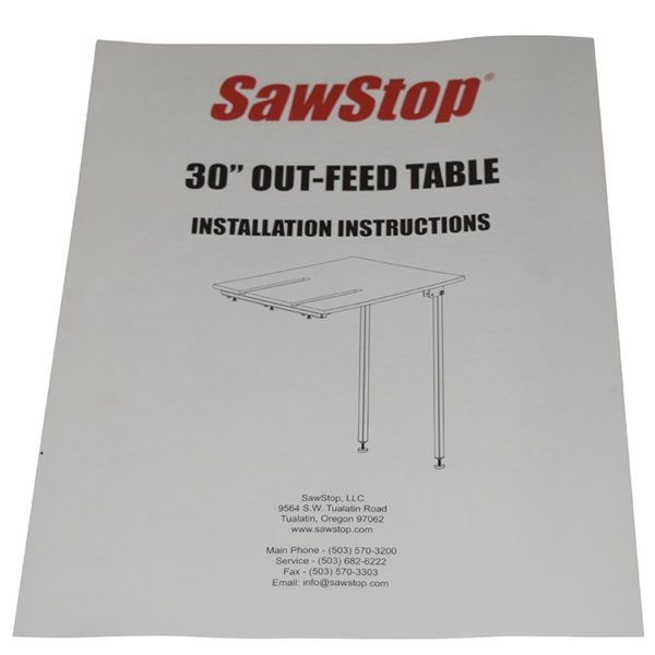 30" Out-Feed Table Installation Instructions