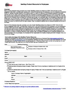 SawStop Employee Purchase Form (Employee, Employee Friends and Family)